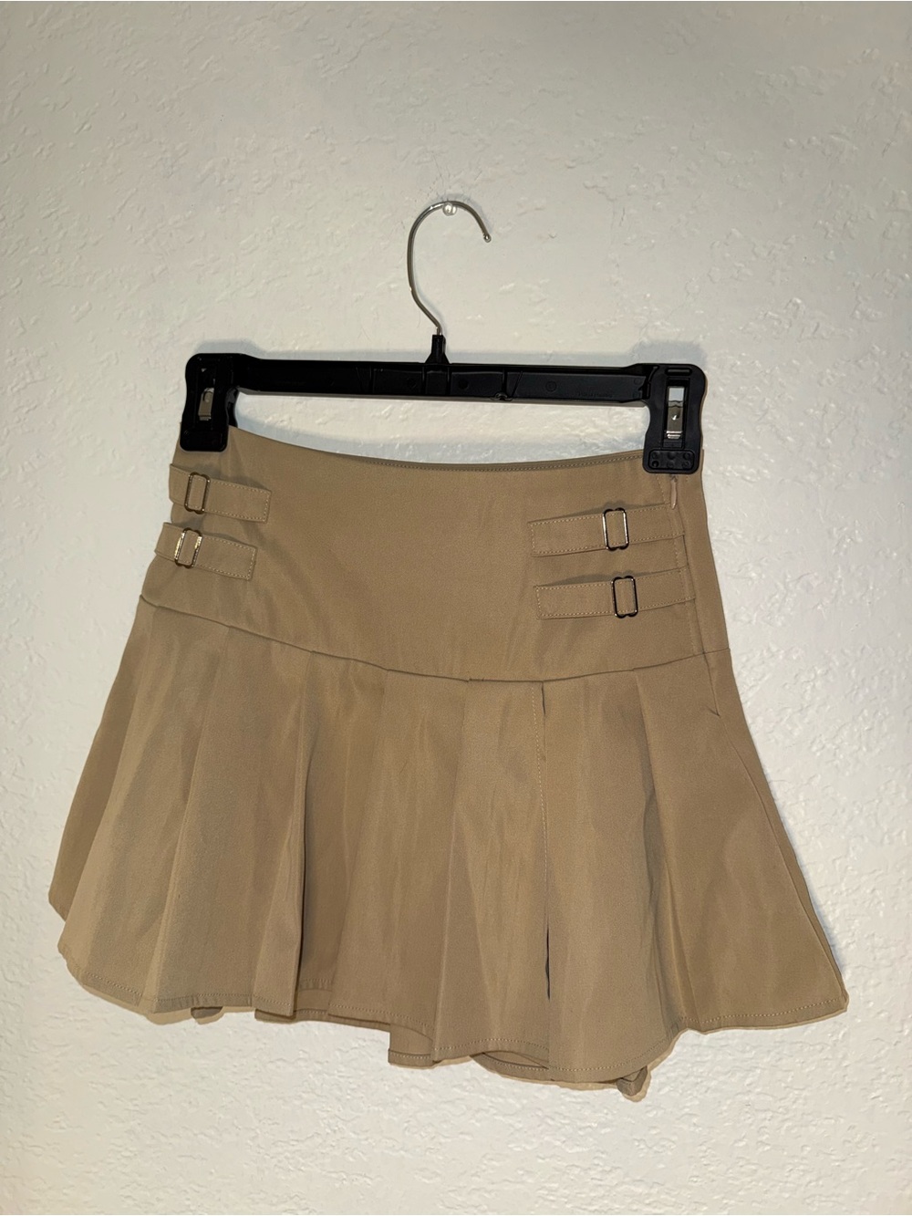 Princess Polly Khaki Pleated Mini Skirt with Buckle Straps